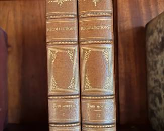 Antique 1917 John Morley Recollections — Two-Volume Leather-Bound Set