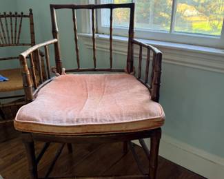 Vintage faux-bamboo Chinese Chippendale–style corner armchair