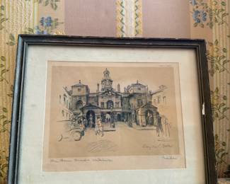 Framed Architectural Etching – The Horse Guards, Whitehall, London