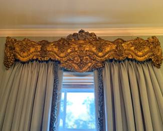 Large Ornate French Rococo Revival Gilt Window Cornice