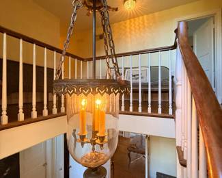 Vintage French-Style Brass and Glass Bell Jar Lantern