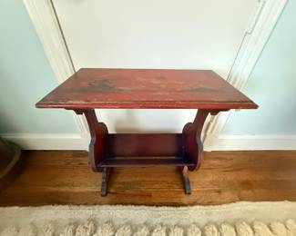 vintage painted wooden library or occasional table with a magazine shelf