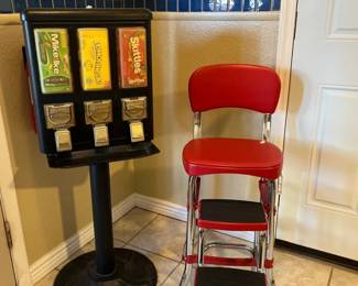 Bubble Gum Candy Machine with Chair Step Stool