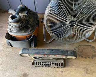 Large Hampton Bay Fan, WetDry Vac and a Multiple PlugIn