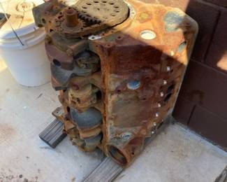 A Stripped Rusty Big Block Chevy Engine