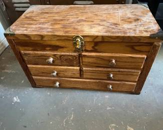 Wooden Took Box with Some Contents