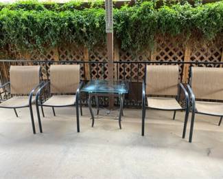 Patio Table and Four Mesh Chairs