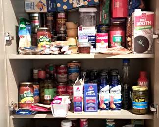 CABINET FULL OF ASSORTED FOOD PRODUCTS 