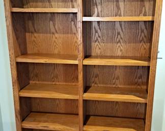  SOLID OAK DOUBLE BOOKCASE BY WHALEN FURNITURE 6' T