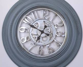 TEAL BLUE LARGE ROUND HANGING WALL CLOCK 29"