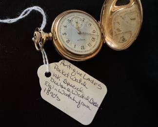 14K Ladies Elgin pocket watch - Duber watch case co