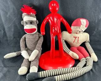 Red Ex Knife Holder, Sock Monkey, Vintage Stuff School Mascot