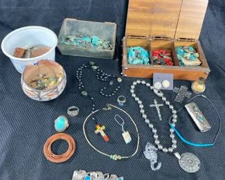 Lot of Vintage Jewelry, Jade, Turquoise