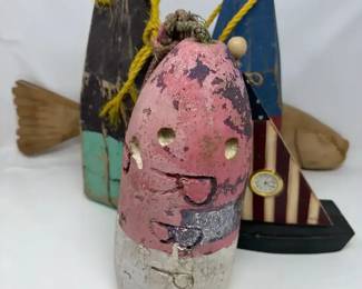 Buoys, Wood Fish Sailboat Clock