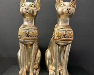 AW Design 30 Tall Gold Finish Egyptian Cats