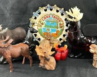 Avon Cologne Moose and Deer Bottles Breyer Bull Moose Figurines and Other Moose Items and Plate