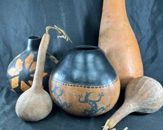 Decorative and Hand Crafted Gourd Art Vessels and Pots