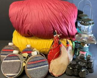 Vintage Jansport, Class5 Sleeping Bags, Coleman Burner and Lanterns, Flasks, Canteens, and More
