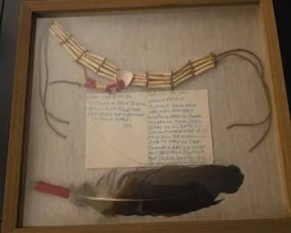 Iron Eyes Cody 1979 Personal Correspondence, Native AmericanStyle Breastplate Feather Shadow Box