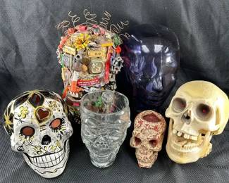 Ceramic Skulls Glass Skulls, Glass Heads Lot