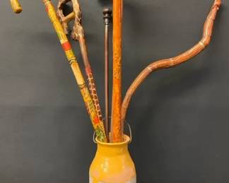 Vintage Walking Sticks, C B Tatum Handmade Olive Pot