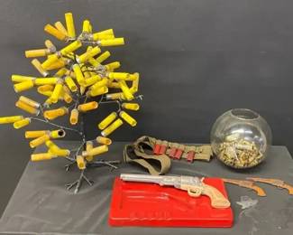 Vintage Ceramic PistolRevolver Ashtray, Handmade Shotgun Tree and More