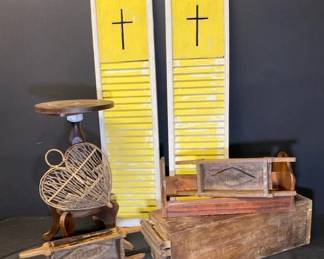 Vintage Wood Brick Molds, Shutters, Plant Stand and More