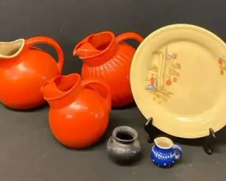 Vintage Orange MCM Tilt Ball Pitchers, and More