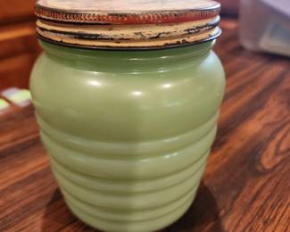 Anchor Hawkins jadeite beehive jar