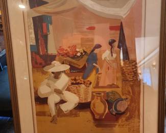 Figures in Market, lithograph by Lambert