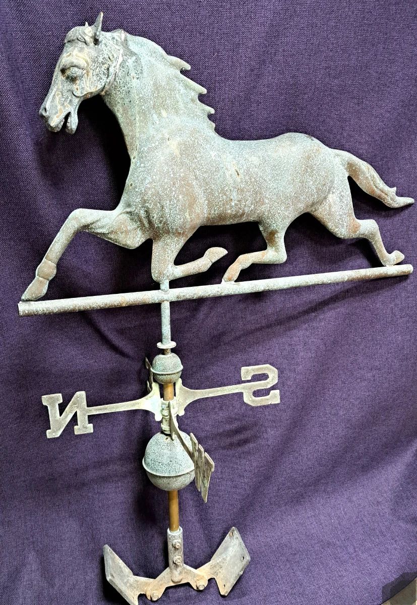  LARGE METAL WEATHERVANE W VERDI GREEN HORSE 42" T