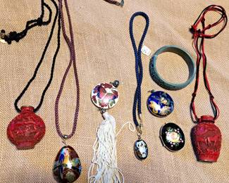 CLOISONNE PENDANTS CARVED PENDANTS & BRACELET JEWELRY