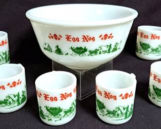TOM & JERRY CHRISTMAS EGG NOG BOWL & CUPS
