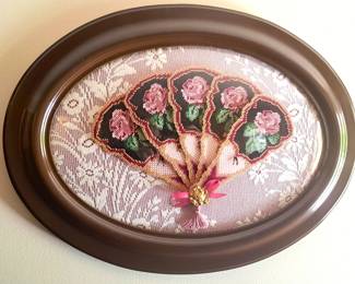 CONVEX GLASS W NEEDLEPOINT FAN 