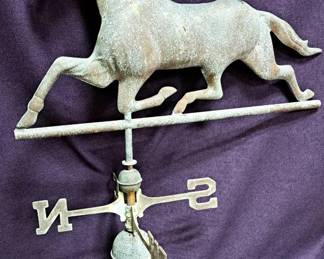  LARGE METAL WEATHERVANE W VERDI GREEN HORSE 42" T