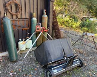 Pull behind lawnmower leaf catcher- $80.00// pipe vice-$200.00 each - OBO!!