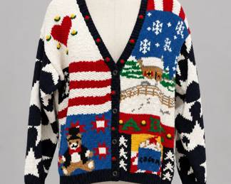Colorful Winter Village Knit Cardigan