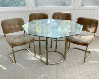 Brass and Glass Table Set
