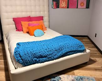 Cream color leather bed Queen