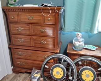 Chest of drawers and wheel chair wheels