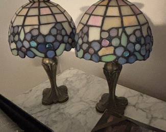 Tiffany Style brass lamps