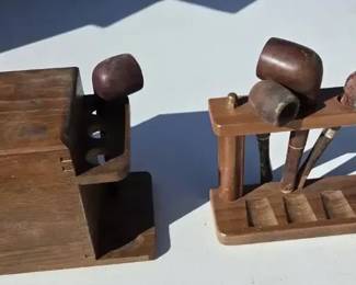 Wooden Smoking Pipe Collection with 2 Pipe Racks