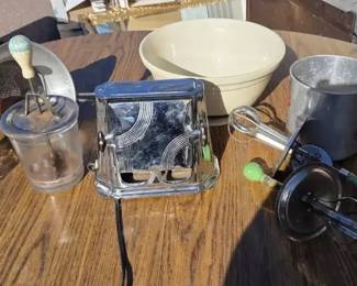 Vintage Kitchen Utensil Collection  Chrome Toaster, Hand Mixer  More