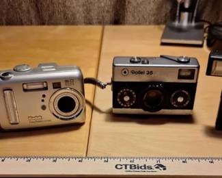 Vintage Rollei 35 Camera, Kodak EasyShare Digital Camera, Kodak Tele Disc Camera  Binoculars