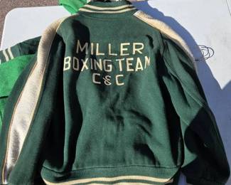 Miller Boxing Team Letterman Jacket  Green Varsity Cardigan