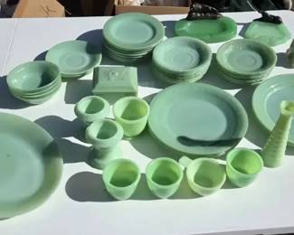 Jadeite Green Glass Collection  Dinnerware, Serving Pieces  Animal Ashtrays