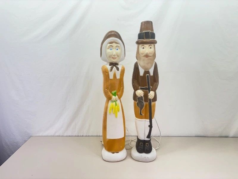 2 RARE Don Featherton 35" Pilgrim Thanksgiving Blow Molds