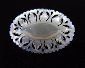 Hand Carved Mother of Pearl 1.625" Brooch