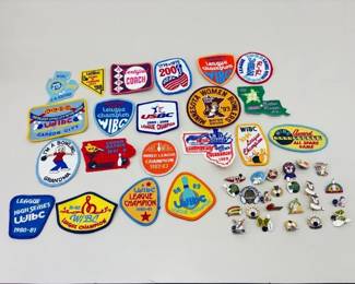 Lot of Vintage Bowling Trophy Patches and Pin Back Buttons