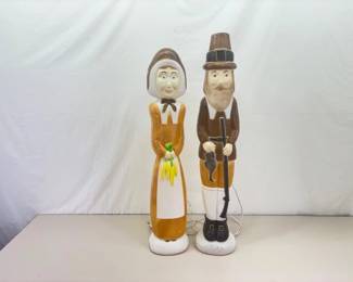 2 RARE Don Featherton 35" Pilgrim Thanksgiving Blow Molds